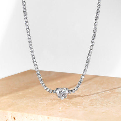 [Lumi Jewelry]2.0 Carat Sparkling Tennis Heart Cut Necklace