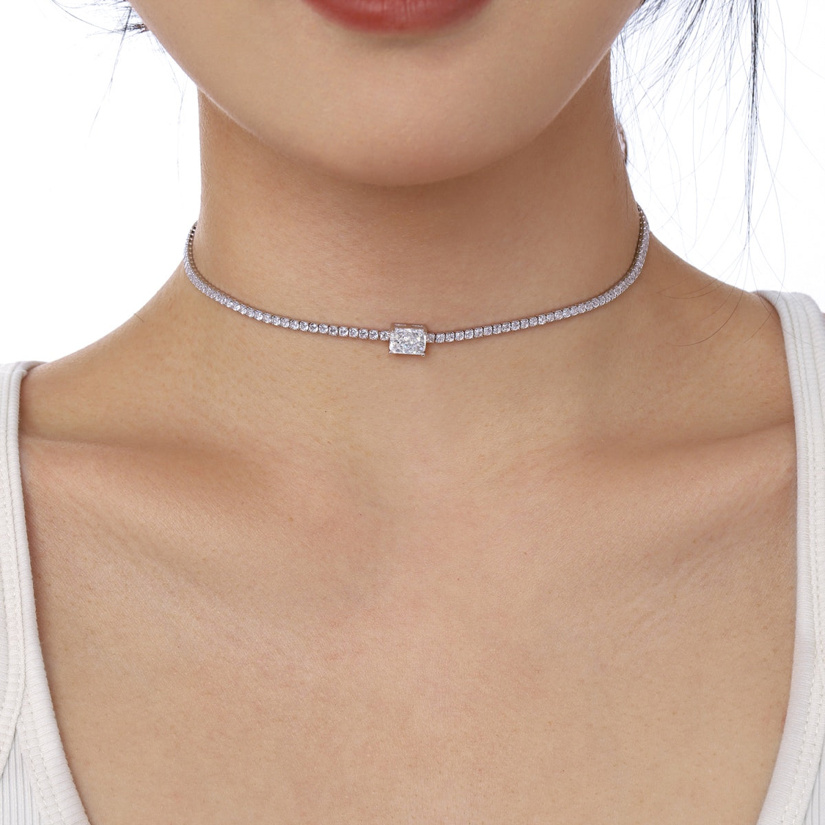 [Lumi Jewelry]2.0 carat Ornate Emerald Cut Necklace