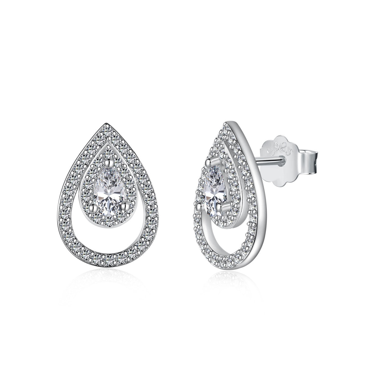 [Lumi Jewelry]Sparkling Delicate Water Drop Shape Daily Earrings