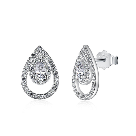 [Lumi Jewelry]Sparkling Delicate Water Drop Shape Daily Earrings