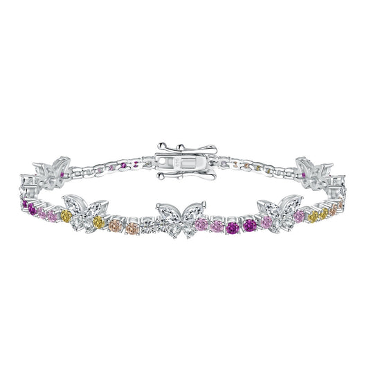 [Lumi Jewelry]Ornate Colorful Butterfly Shape Round Cut Daily Bracelet