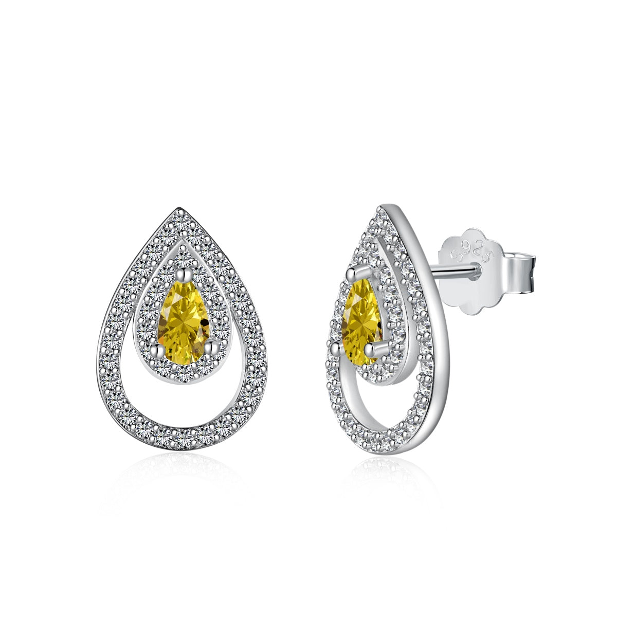 [Lumi Jewelry]Sparkling Delicate Water Drop Shape Daily Earrings