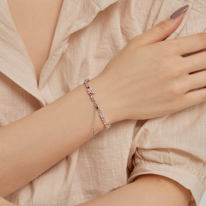 [Lumi Jewelry]Ornate Colorful Butterfly Shape Round Cut Daily Bracelet