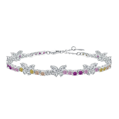 [Lumi Jewelry]Ornate Colorful Butterfly Shape Round Cut Daily Bracelet
