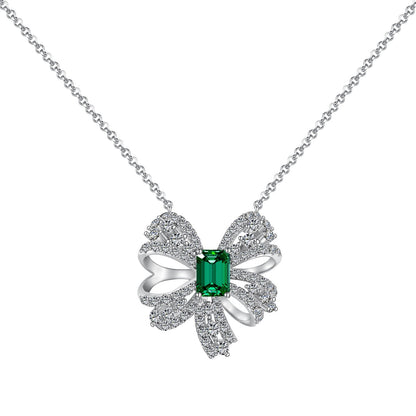 [Lumi Jewelry]Luxurious Flower Shape Emerald Cut Necklace