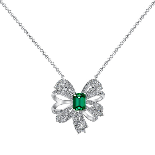 [Lumi Jewelry]Luxurious Flower Shape Emerald Cut Necklace