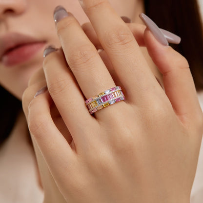 [Lumi Jewelry]Dazzling Colorful Radiant Cut Party Ring