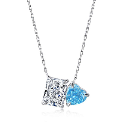 [Lumi Jewelry]Dazzling Square & Heart Shape Necklace
