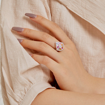 [Lumi Jewelry]Elegant Colorful Water Drop Shape Banquet Ring