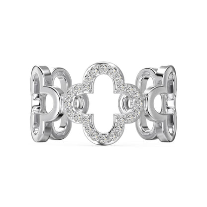 [Lumi Jewelry]Hollow Design Four-Leaf Clover Flower Shape Ring