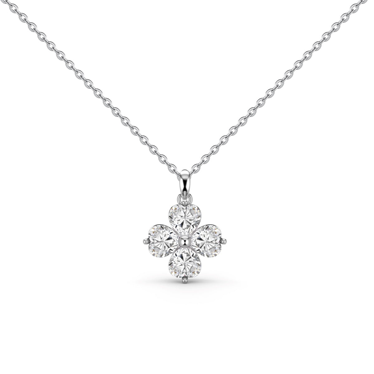 [Lumi Jewelry]Heart-Shaped Four-Leaf Clover Bead Necklace