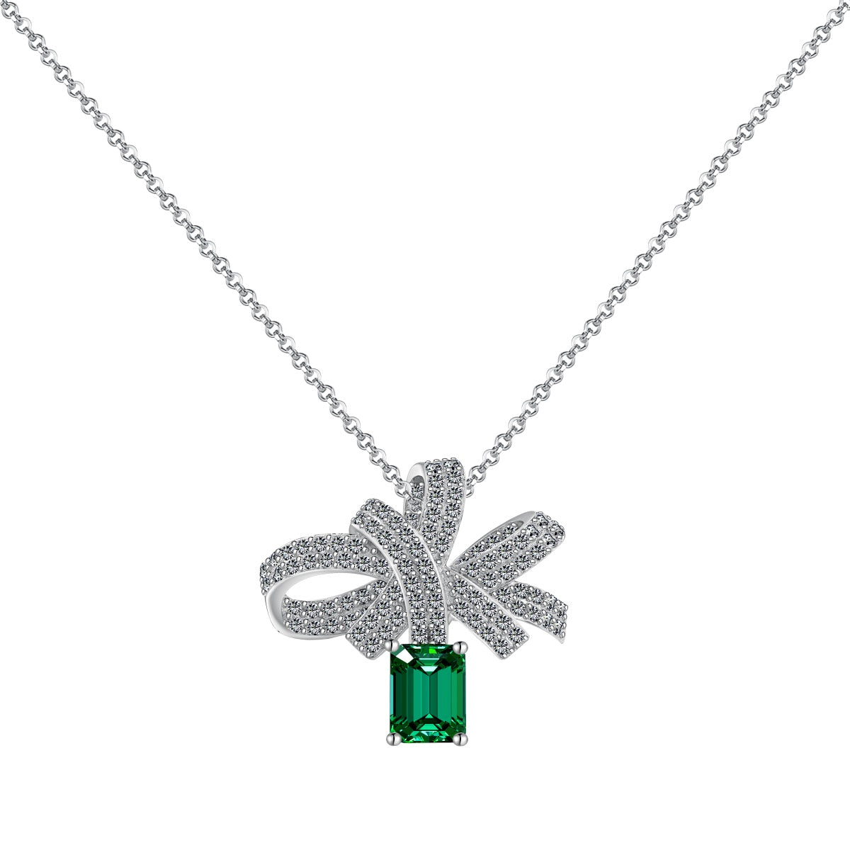 [Lumi Jewelry]Luxurious Flower Shape Emerald Cut Necklace