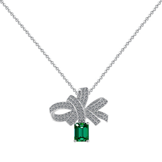 [Lumi Jewelry]Luxurious Flower Shape Emerald Cut Necklace