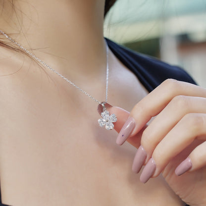 [Lumi Jewelry]Heart-Shaped Four-Leaf Clover Bead Necklace