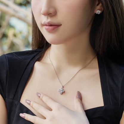 [Lumi Jewelry]Heart-Shaped Four-Leaf Clover Bead Necklace