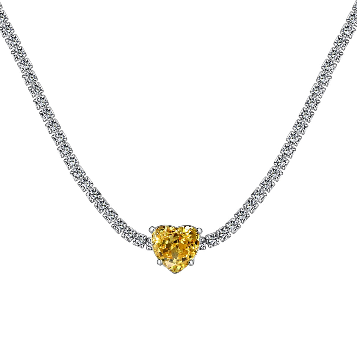 [Lumi Jewelry]2.0 Carat Sparkling Tennis Heart Cut Necklace