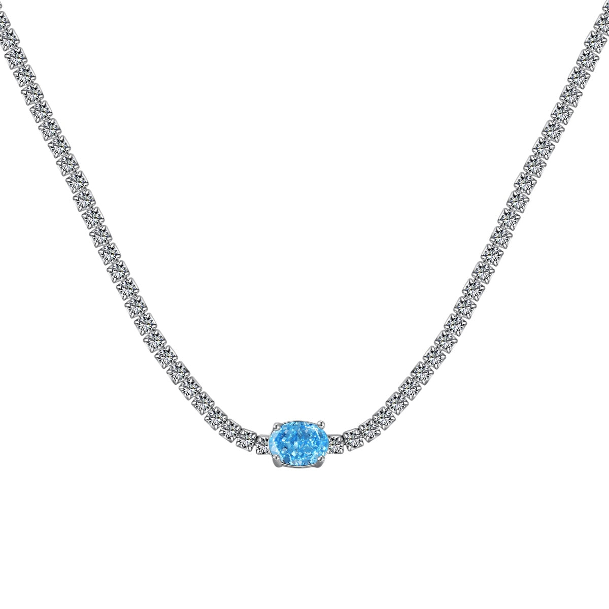 [Lumi Jewelry]1.0 Carat Shining Oval Cut Necklace