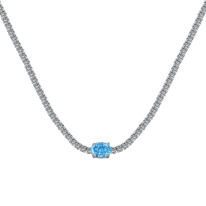 [Lumi Jewelry]1.0 Carat Shining Oval Cut Necklace