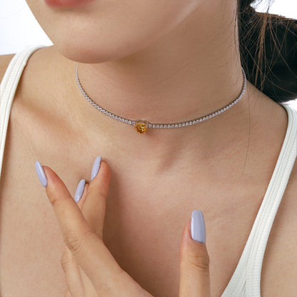 [Lumi Jewelry]2.0 Carat Sparkling Tennis Heart Cut Necklace