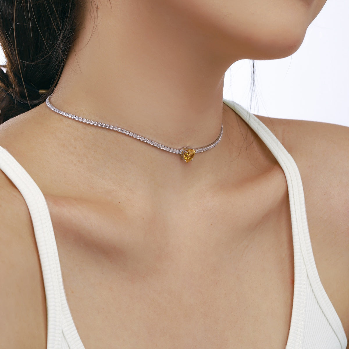 [Lumi Jewelry]2.0 Carat Sparkling Tennis Heart Cut Necklace