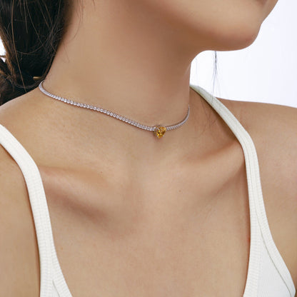 [Lumi Jewelry]2.0 Carat Sparkling Tennis Heart Cut Necklace