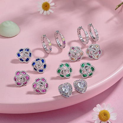 [Lumi Jewelry]Radiant Colorful Round Cut Earrings