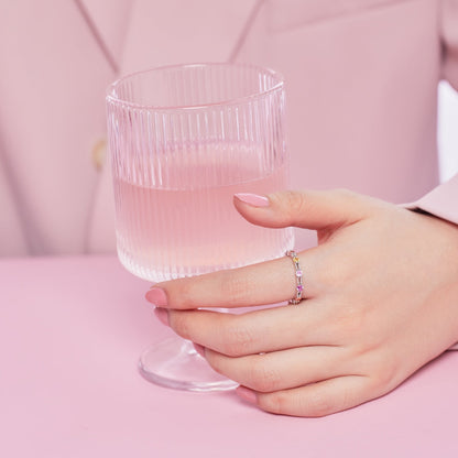 [Lumi Jewelry]Sparkling Colorful Round Cut Tennis Ring