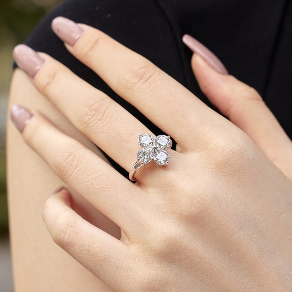 [Lumi Jewelry]Four-Leaf Clover Eight-Pointed Star Ring