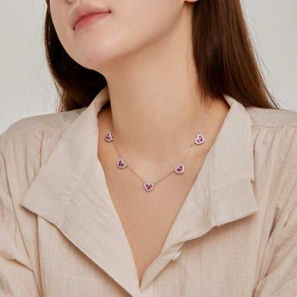 [Lumi Jewelry]Sparkling Five Heart Necklace