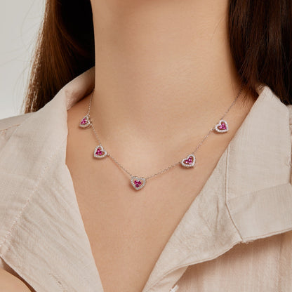 [Lumi Jewelry]Sparkling Five Heart Necklace