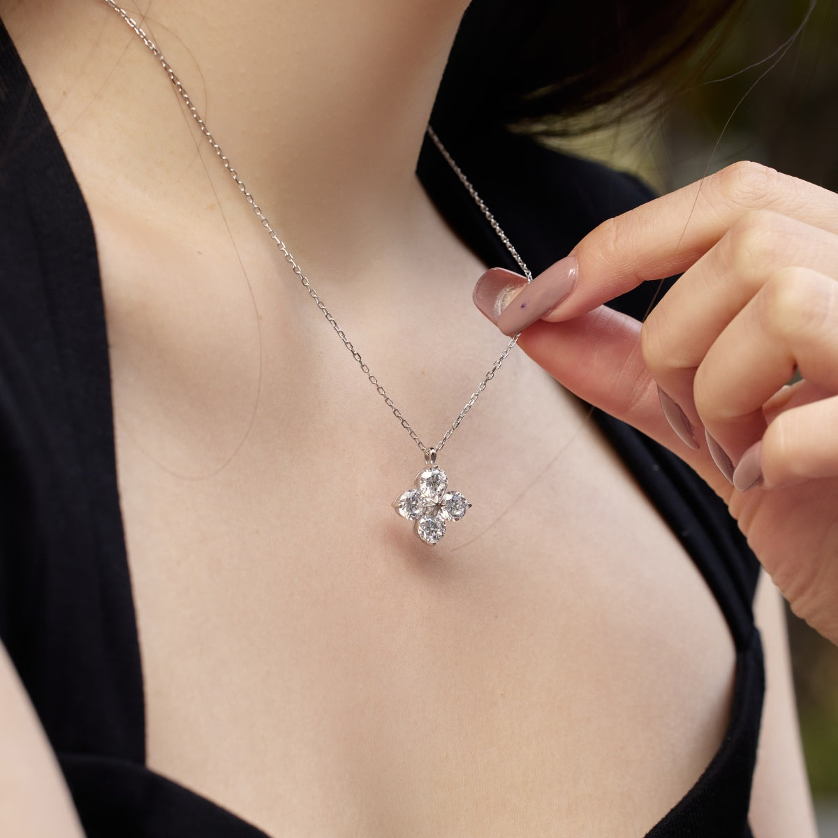 [Lumi Jewelry]Four-Leaf Clover And Eight-Pointed Star Necklace