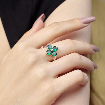[Lumi Jewelry]Four-Leaf Clover Eight-Pointed Star Ring