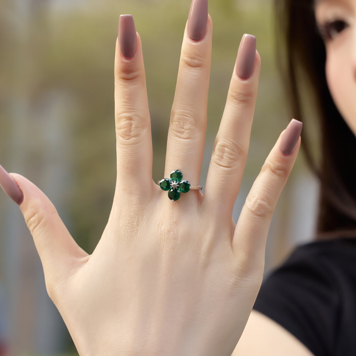 [Lumi Jewelry]Four-Leaf Clover Eight-Pointed Star Ring