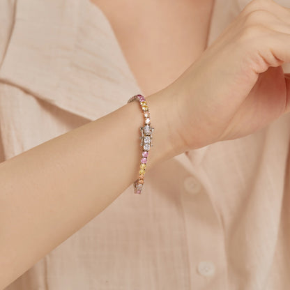 [Lumi Jewelry]Radiant Colorful Round Cut Tennis Bracelet