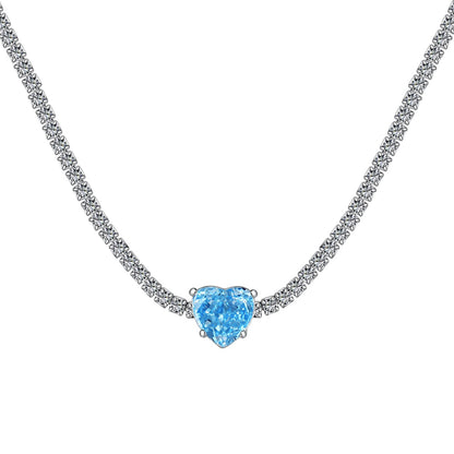 [Lumi Jewelry]2.0 Carat Sparkling Tennis Heart Cut Necklace