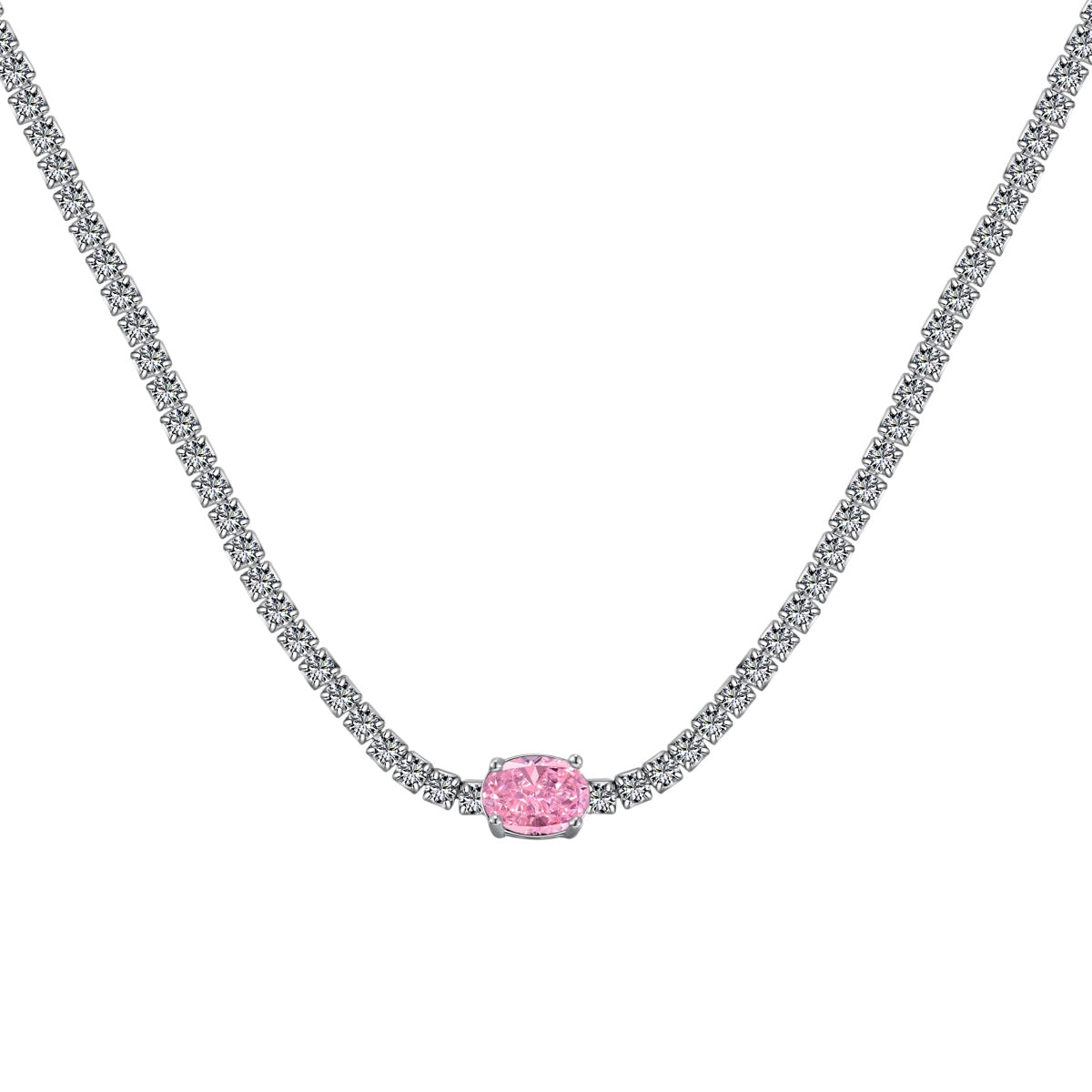 [Lumi Jewelry]1.0 Carat Shining Oval Cut Necklace