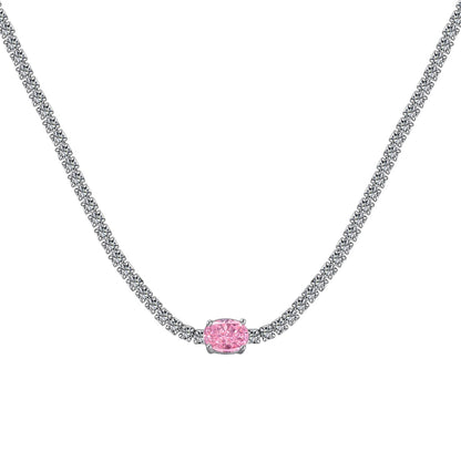 [Lumi Jewelry]1.0 Carat Shining Oval Cut Necklace