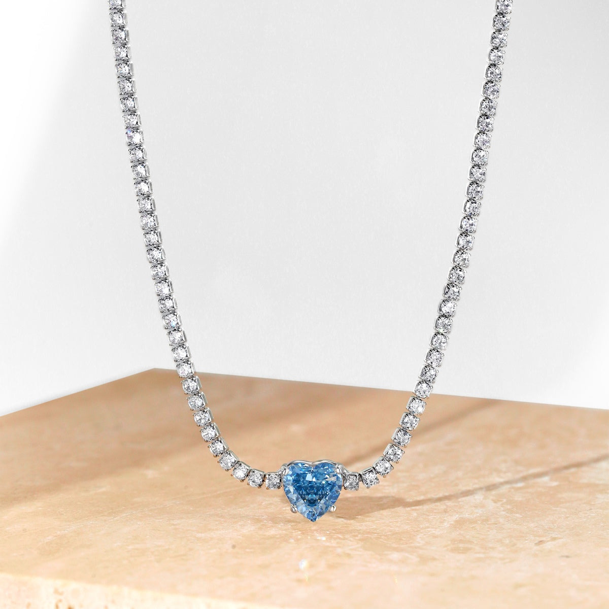 [Lumi Jewelry]2.0 Carat Sparkling Tennis Heart Cut Necklace
