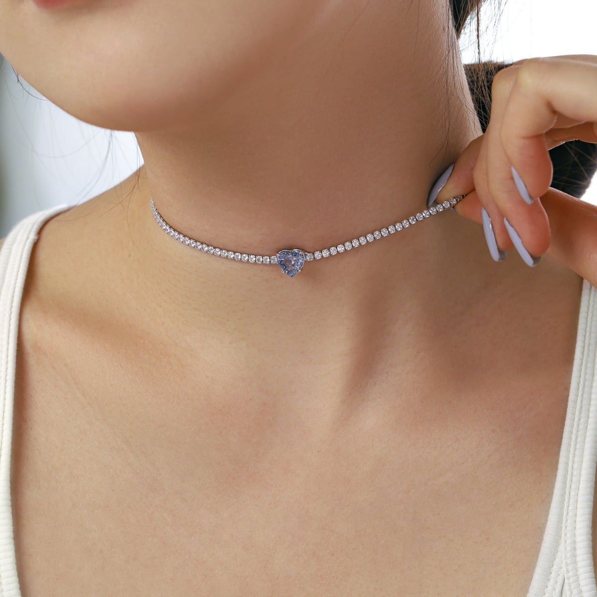 [Lumi Jewelry]2.0 Carat Sparkling Tennis Heart Cut Necklace