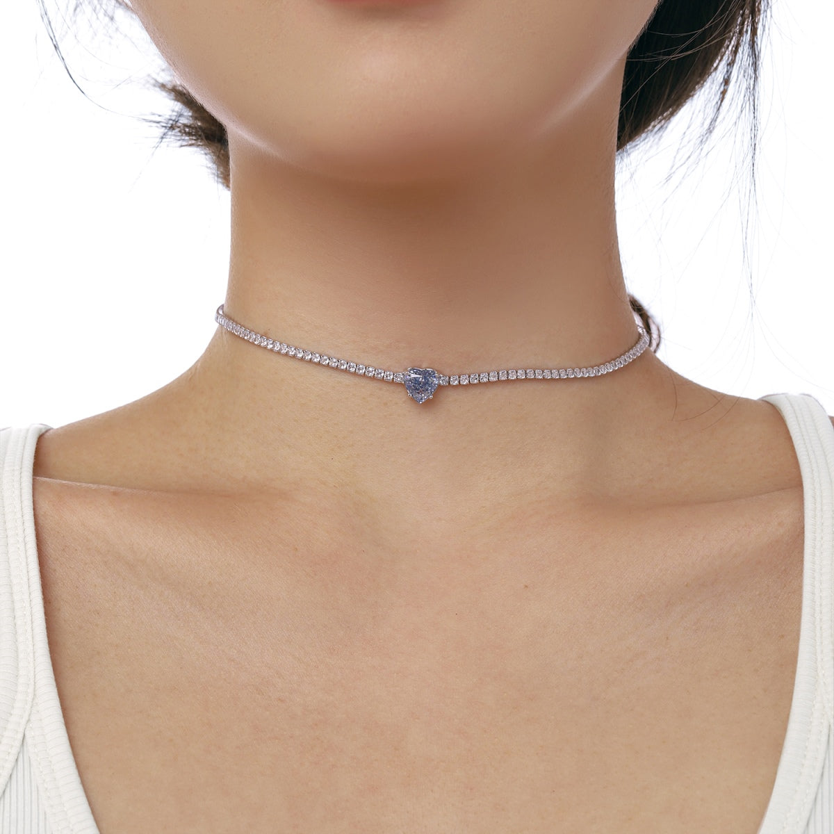 [Lumi Jewelry]2.0 Carat Sparkling Tennis Heart Cut Necklace