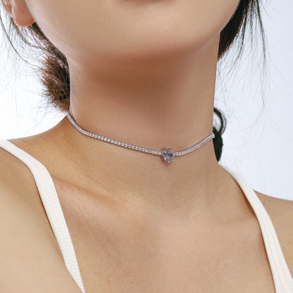 [Lumi Jewelry]2.0 Carat Sparkling Tennis Heart Cut Necklace