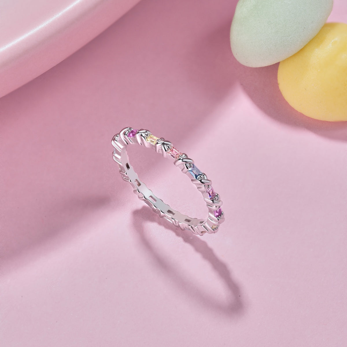 [Lumi Jewelry]Charming Colorful Round Cut Daily Ring