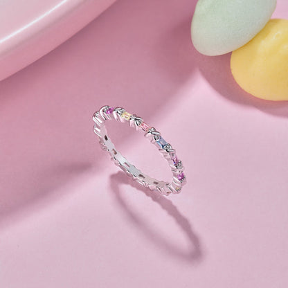 [Lumi Jewelry]Charming Colorful Round Cut Daily Ring