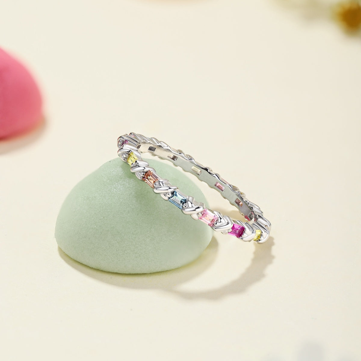 [Lumi Jewelry]Charming Colorful Round Cut Daily Ring