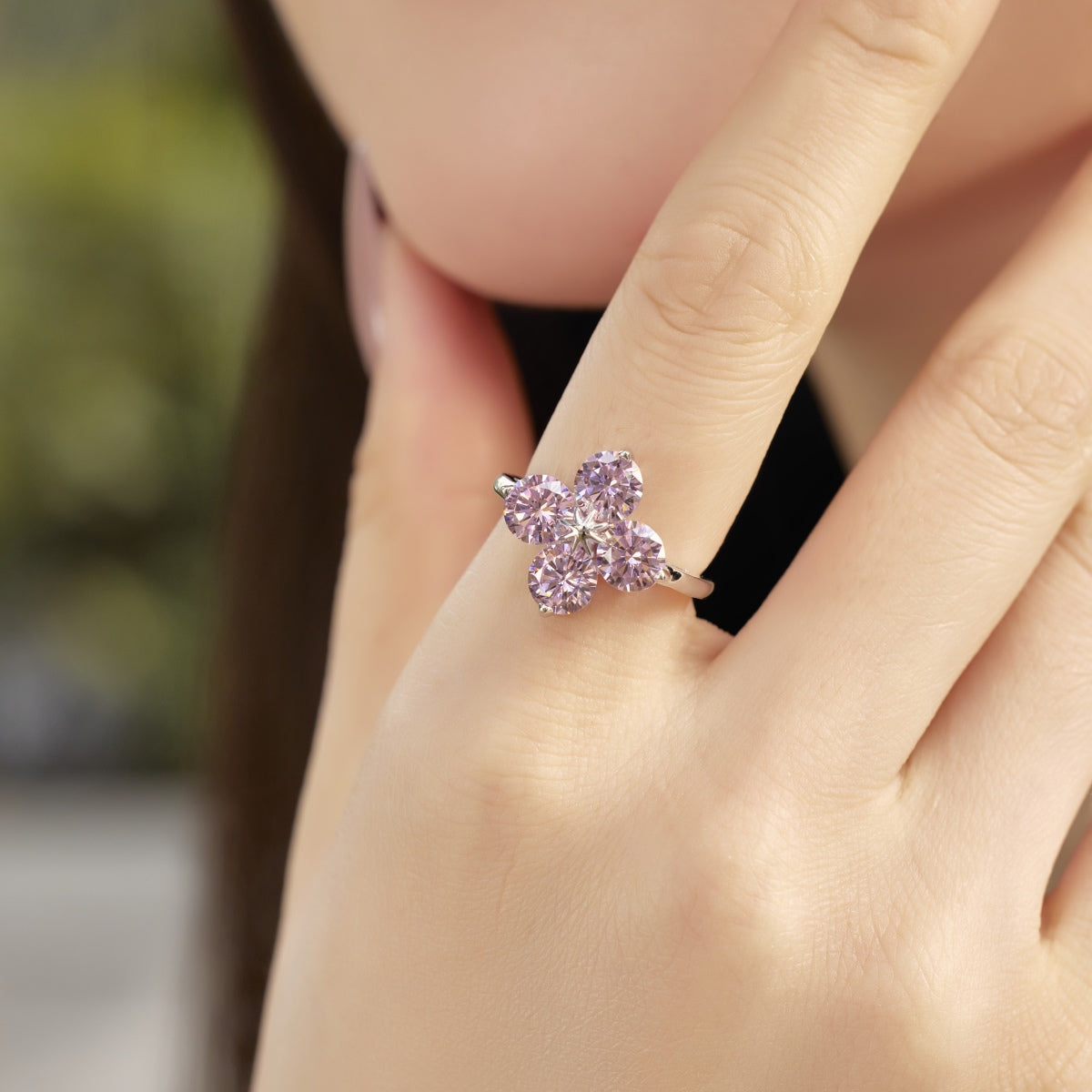 [Lumi Jewelry]Four-Leaf Clover Eight-Pointed Star Ring