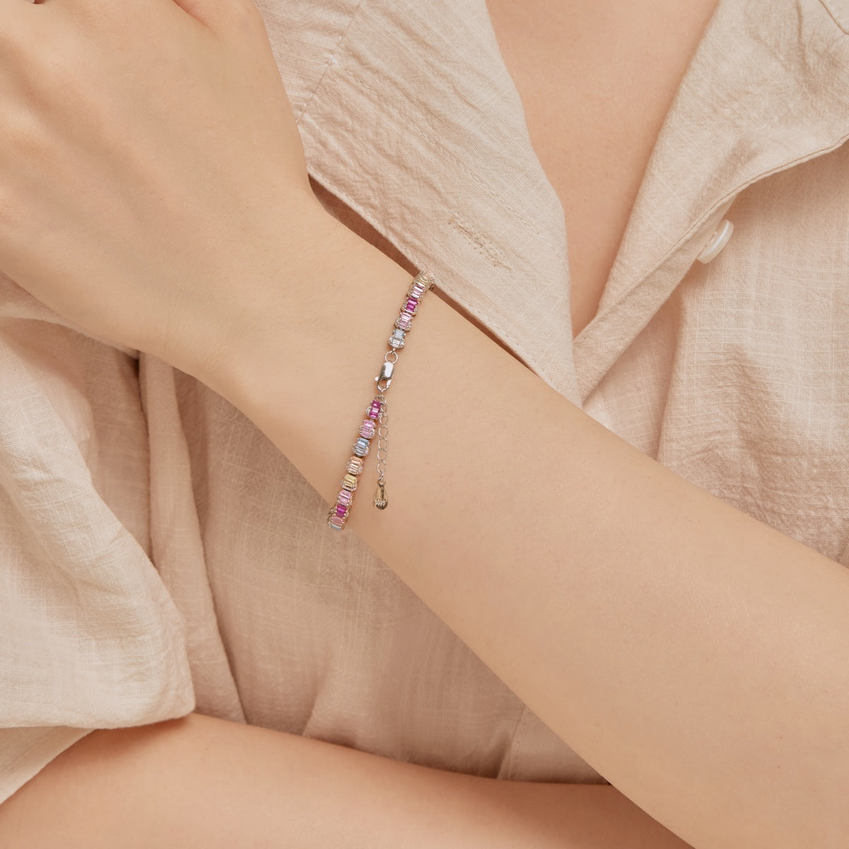 [Lumi Jewelry]Delicate Colorful Emerald Cut Party Bracelet