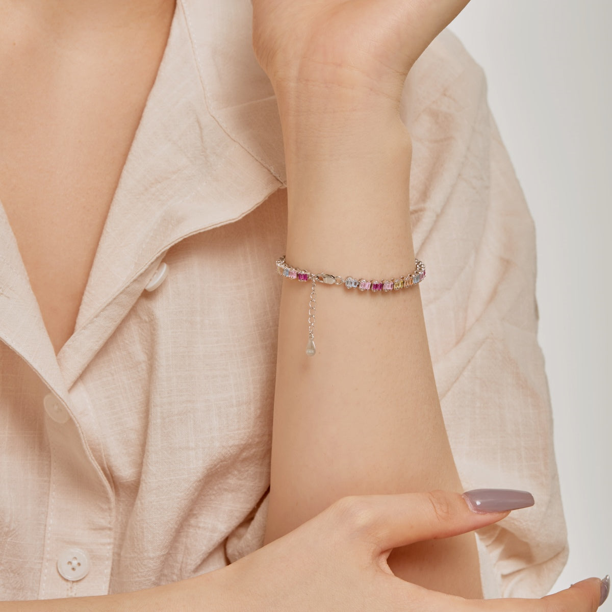 [Lumi Jewelry]Delicate Colorful Emerald Cut Party Bracelet