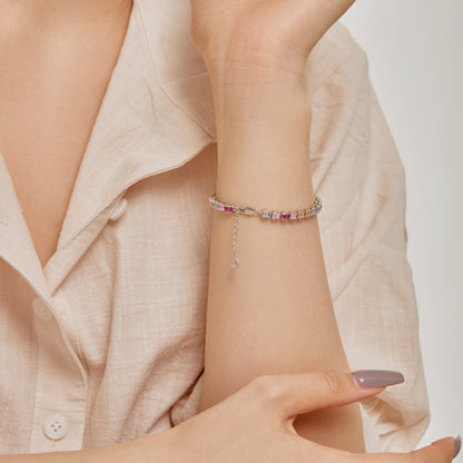 [Lumi Jewelry]Delicate Colorful Emerald Cut Party Bracelet