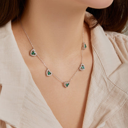 [Lumi Jewelry]Sparkling Five Heart Necklace