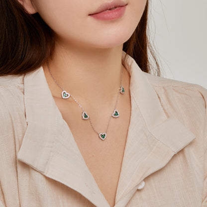 [Lumi Jewelry]Sparkling Five Heart Necklace